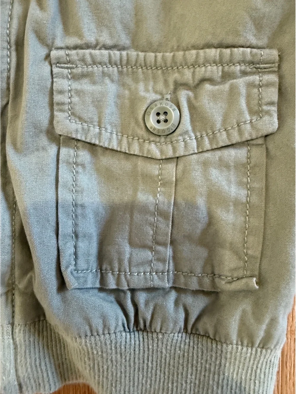 OshKosh B’gosh Toddler Boys 2T Green Bomber Jacket Utility Pockets Full Zip